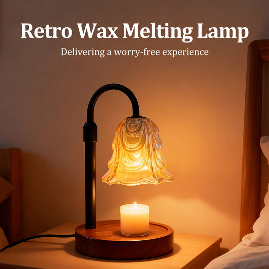 Amberly Retro Warmer Lamp — Flower Glass Shade & Dimmable Timer
