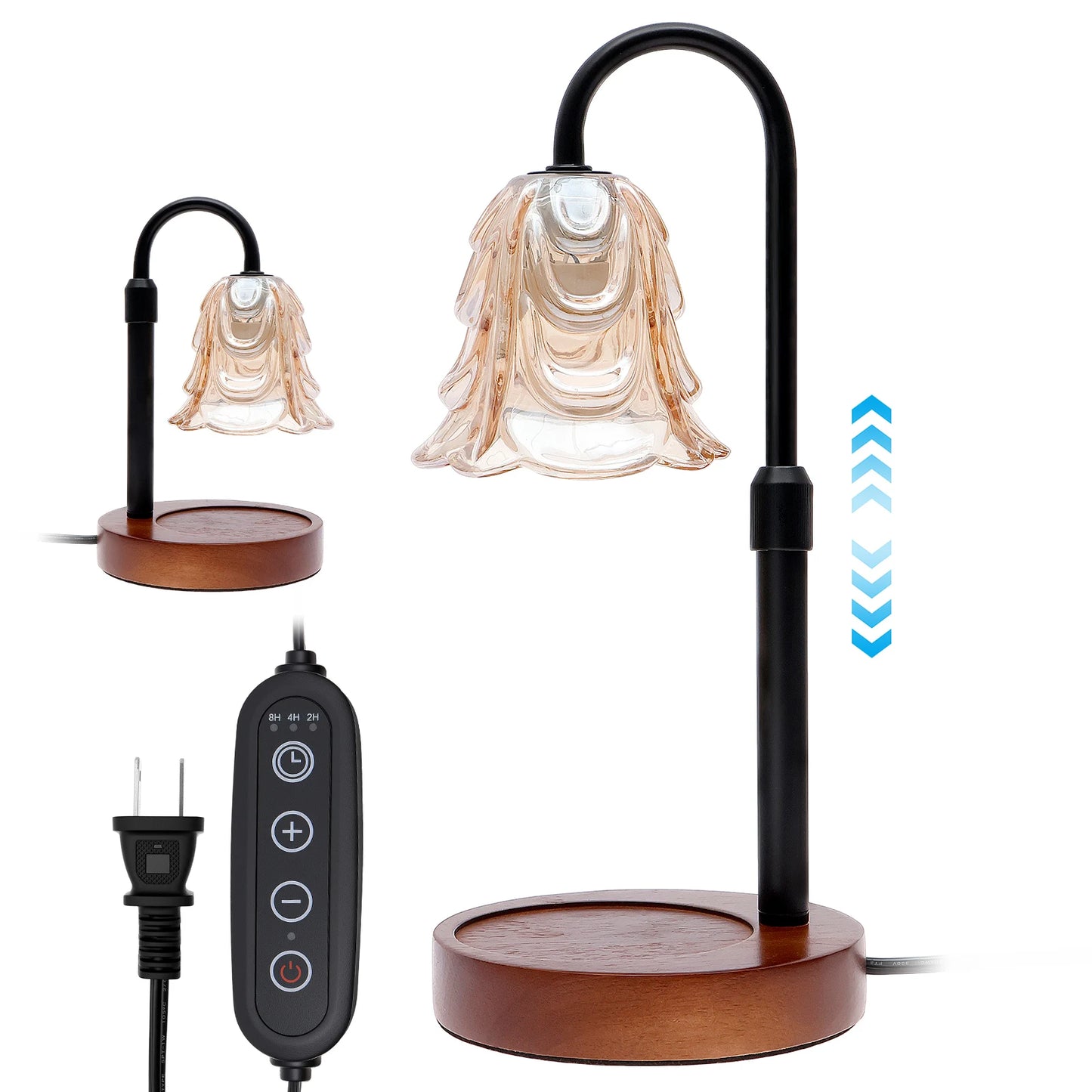 Amberly Retro Warmer Lamp — Flower Glass Shade & Dimmable Timer